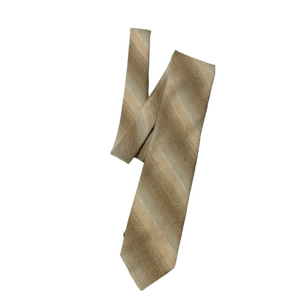 Vintage Christian Dior Monsieur Knit Striped Tie Cream/Brown